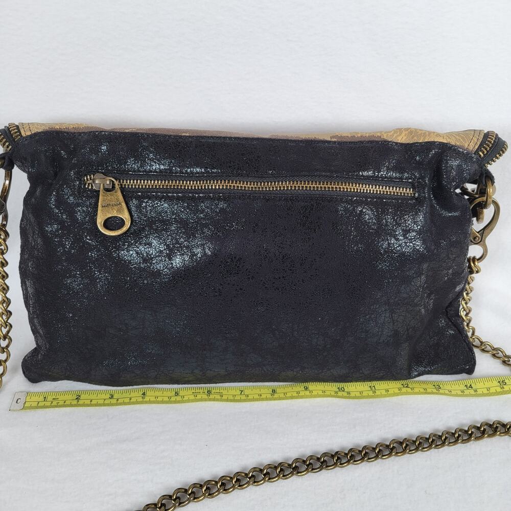 Matt & Nat Envelope Animal Print Chain Crossbody Vegan Leather Bag Black Brown - Picture 12 of 12